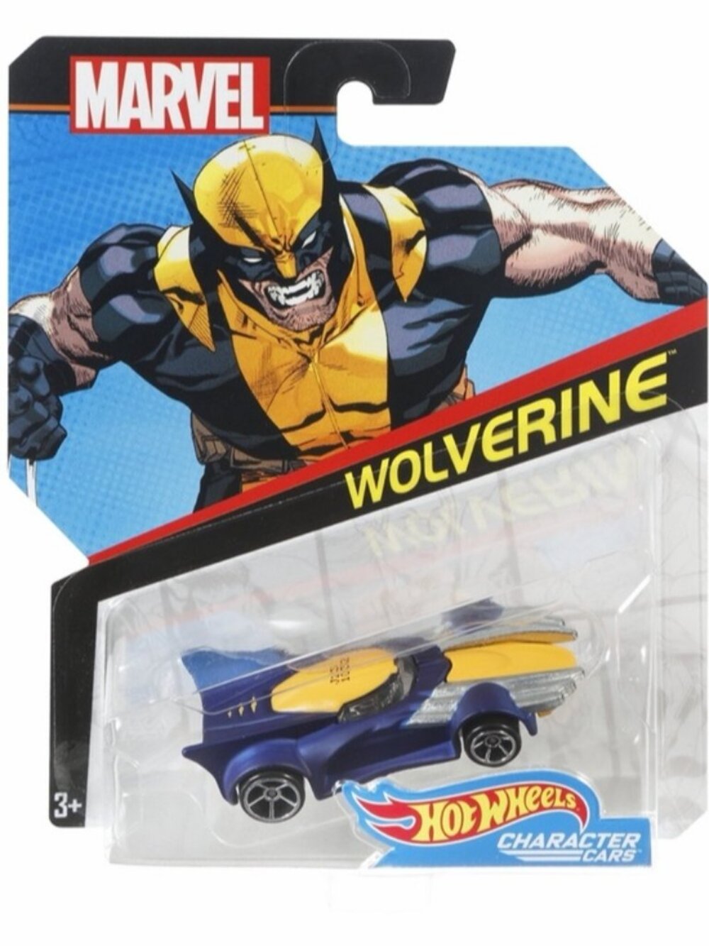 Hot Wheels Marvel Wolverine Character Car – Mattel Diecast w/ Card
